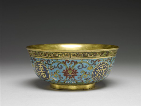 掐絲琺瑯萬壽無疆碗