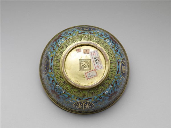 掐絲琺瑯萬壽無疆碗