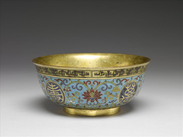 掐絲琺瑯萬壽無疆碗