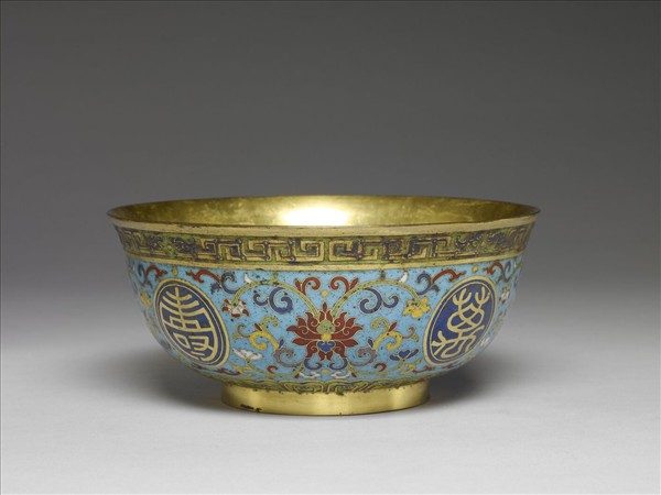 掐絲琺瑯萬壽無疆碗