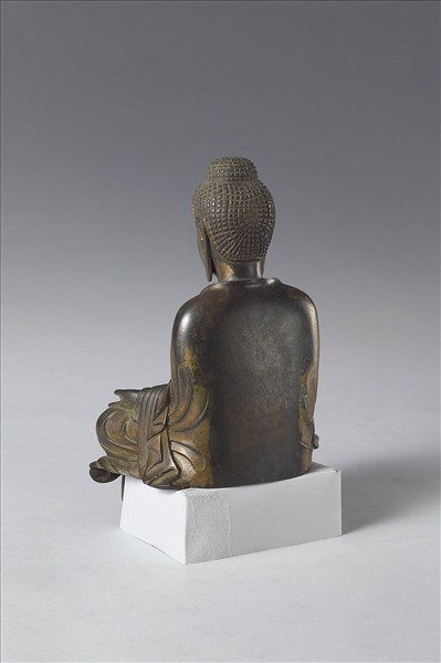 日本 白鳳時代 銅鎏金 佛坐像