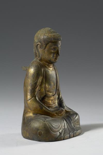 日本 鎌倉時代 13世紀 銅鎏金 阿彌陀佛坐像