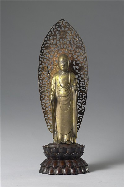 日本 鎌倉時代 銅鎏金 地藏菩薩立像