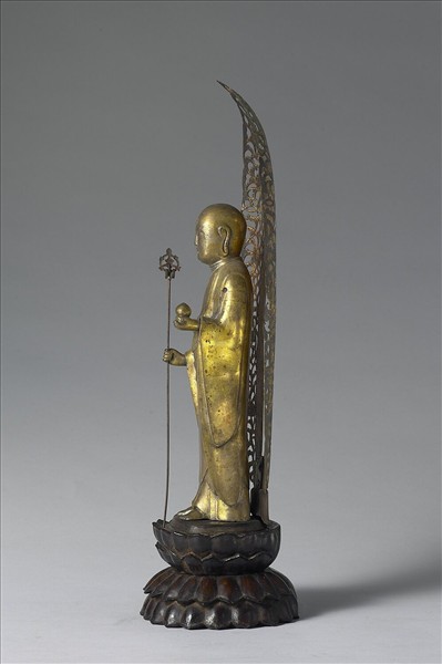 日本 鎌倉時代 銅鎏金 地藏菩薩立像