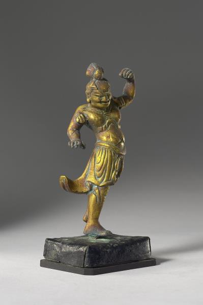 日本 鎌倉時代 銅鎏金 天王立像