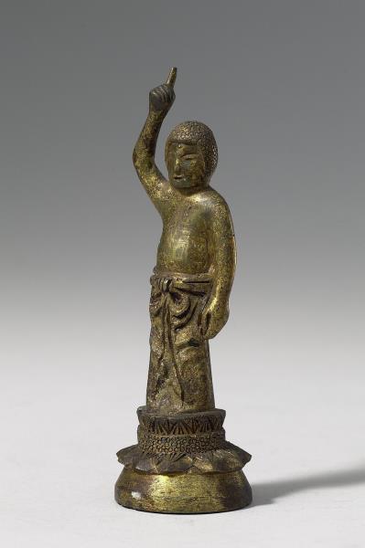 日本 南北朝時代 青銅 誕生佛立像