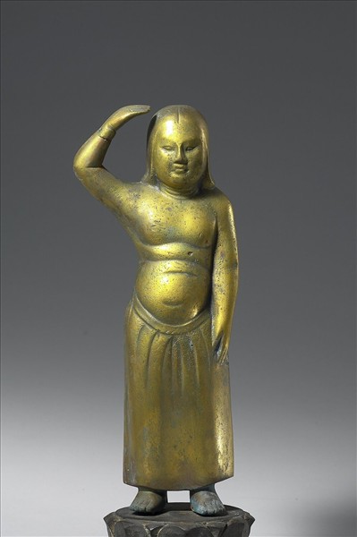 日本 南北朝時代 銅鎏金 誕生佛立像