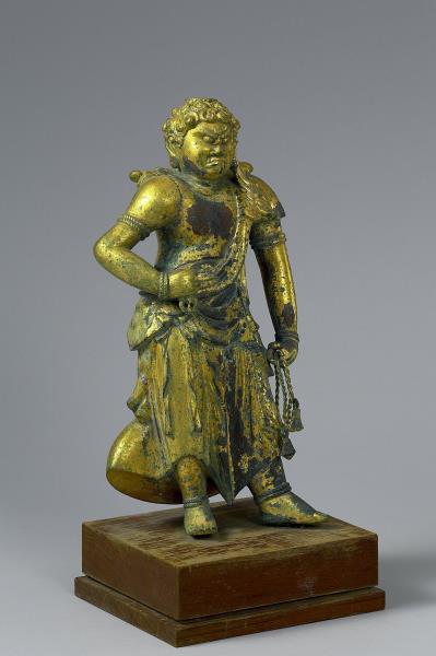 日本 南北朝時代 銅鎏金 不動明王立像