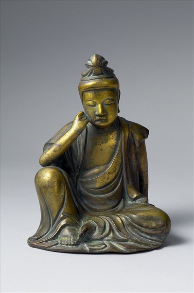 日本 室町時代 銅鎏金 佛坐像