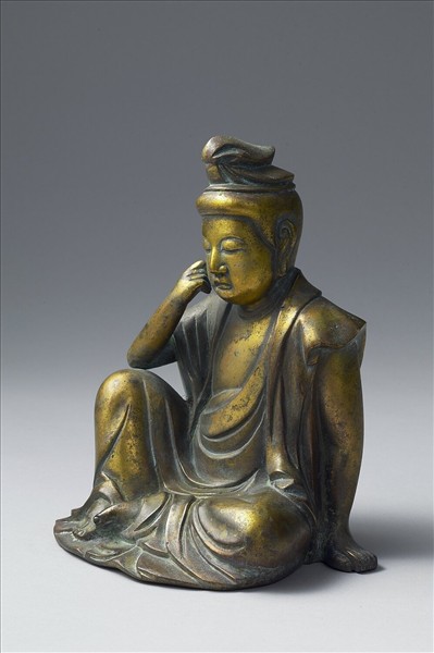 日本 室町時代 銅鎏金 佛坐像
