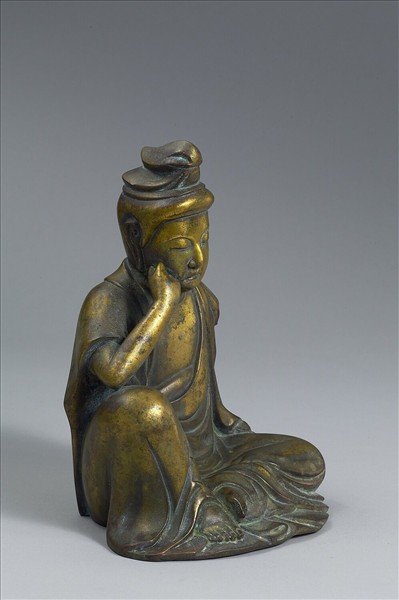 日本 室町時代 銅鎏金 佛坐像