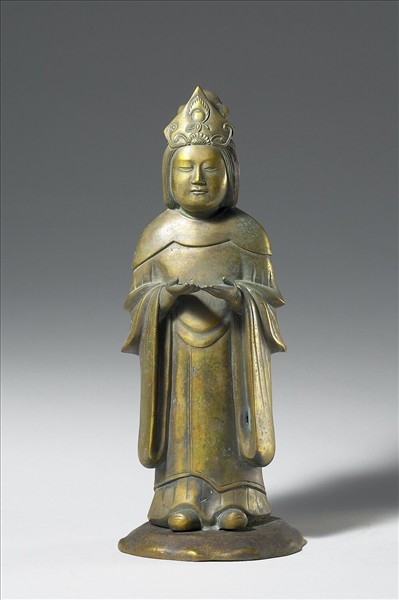 日本 室町時代 銅鎏金 善妙神天女立像