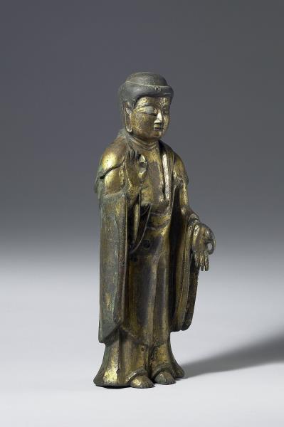 日本 室町時代 應永十九年（1412） 銅鎏金 阿彌陀佛立像