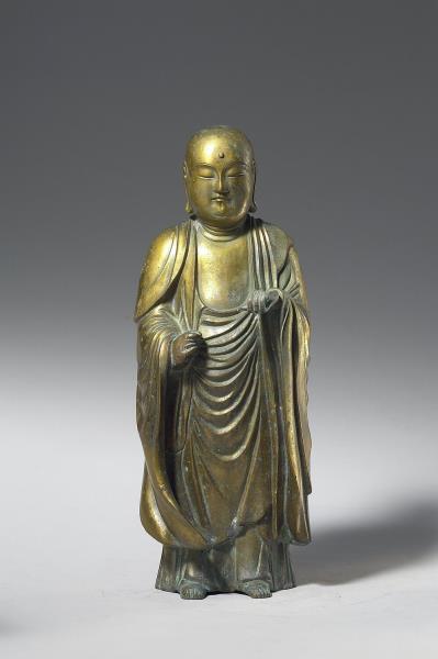 日本 室町時代 銅鎏金 地藏菩薩立像