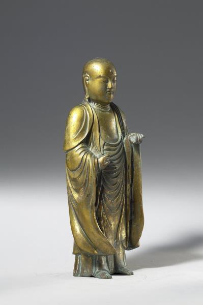 日本 室町時代 銅鎏金 地藏菩薩立像
