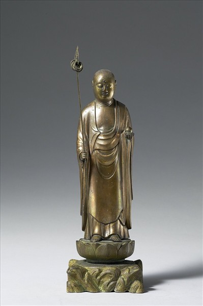 日本 室町時代 銅鎏金 地藏菩薩立像
