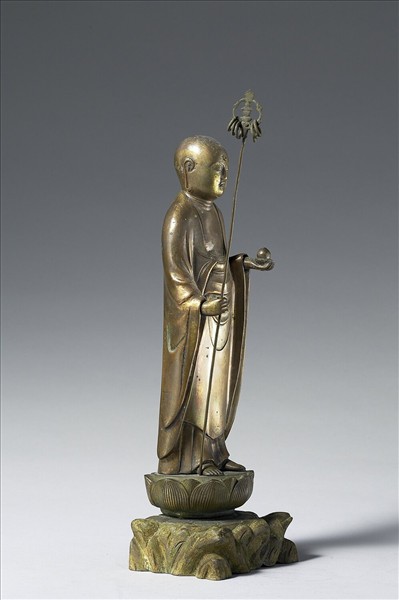 日本 室町時代 銅鎏金 地藏菩薩立像