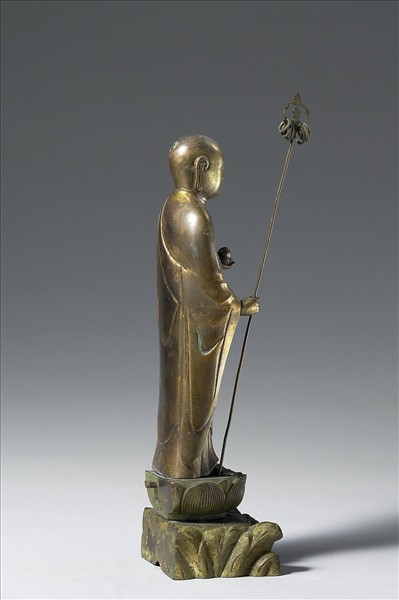 日本 室町時代 銅鎏金 地藏菩薩立像