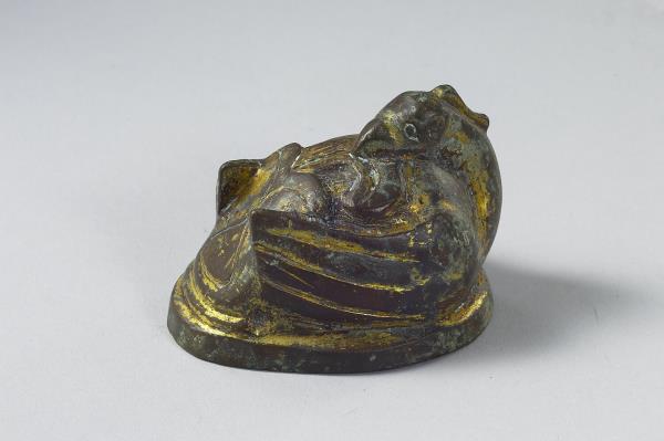 青銅鎏金朱雀形席鎮