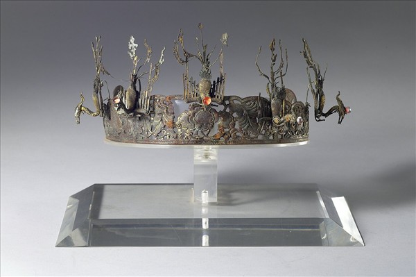 銅鎏金鳳凰式付冠