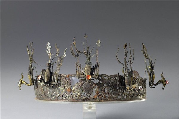 銅鎏金鳳凰式付冠