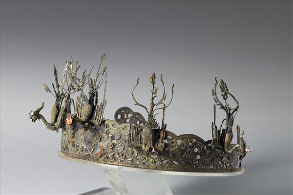 銅鎏金鳳凰式付冠