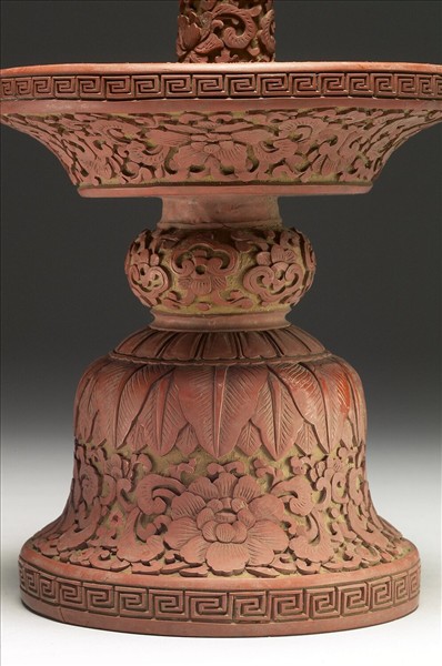 剔紅番蓮紋燭台（五供）