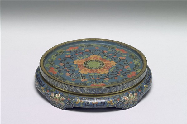 彩繪花卉紋木座