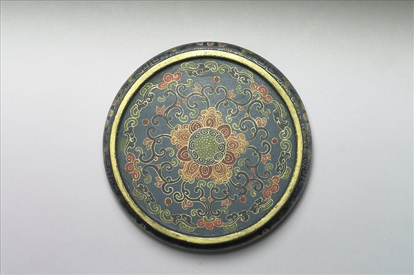 彩繪花卉紋木座