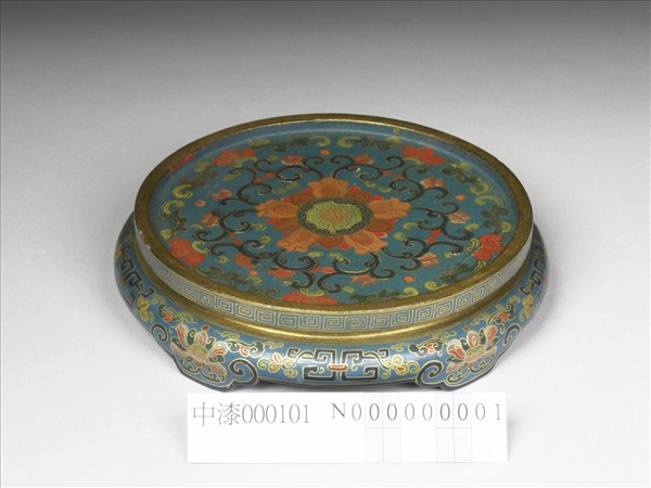 彩繪花卉紋木座