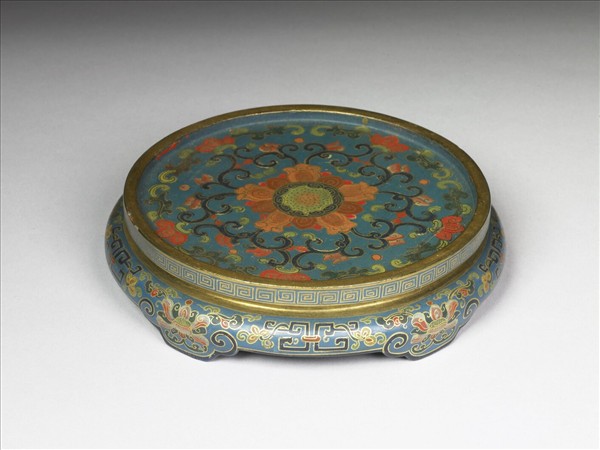 彩繪花卉紋木座