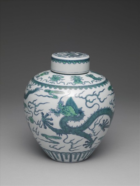 鬥彩龍紋蓋罐