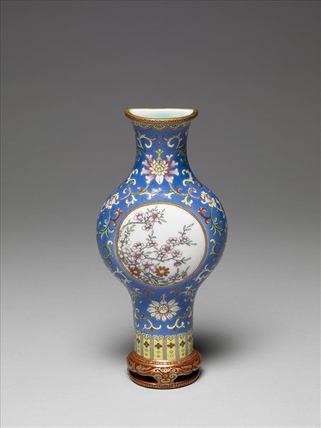 藍地錦上添花轎瓶