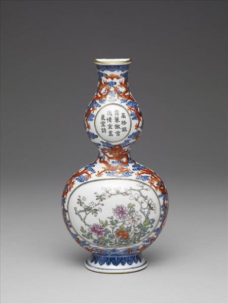 青花五彩花卉紋葫蘆轎瓶