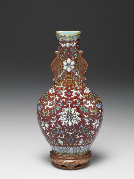 紅地錦上添花轎瓶