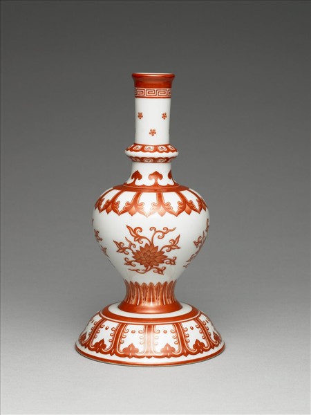 中国美術 清乾隆 紅釉直径瓶 紅釉長頸瓶 辰砂花瓶 中国美術 清乾隆 紅