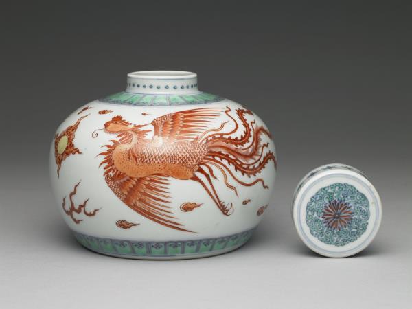 五彩紅龍鳳紋蓋罐- 故宮