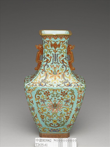 綠地錦上添花雙耳四方瓶