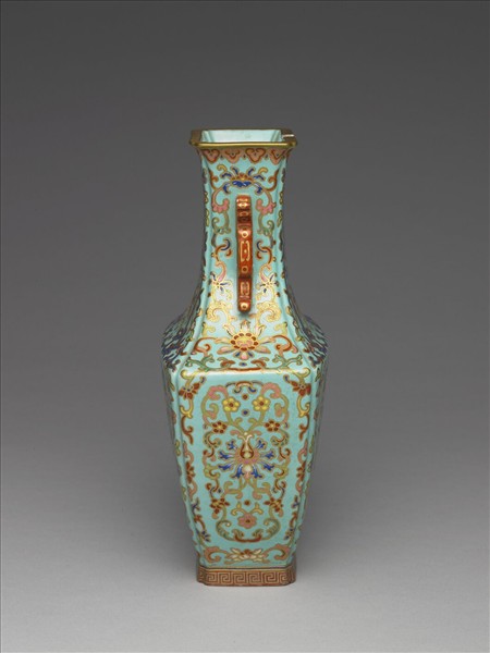 綠地錦上添花雙耳四方瓶