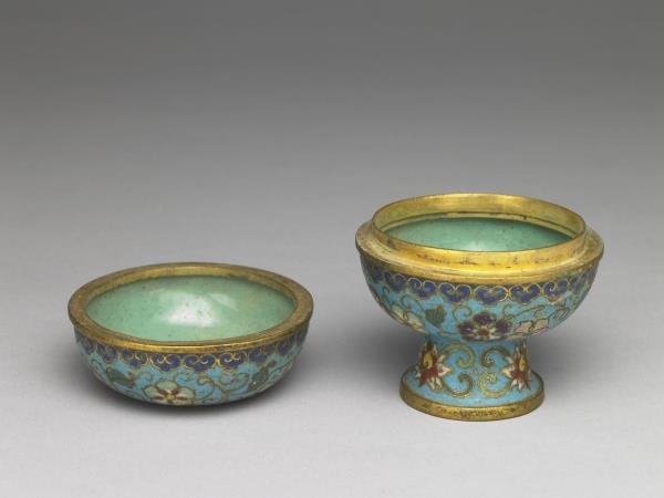 掐絲琺瑯花卉紋高足盒