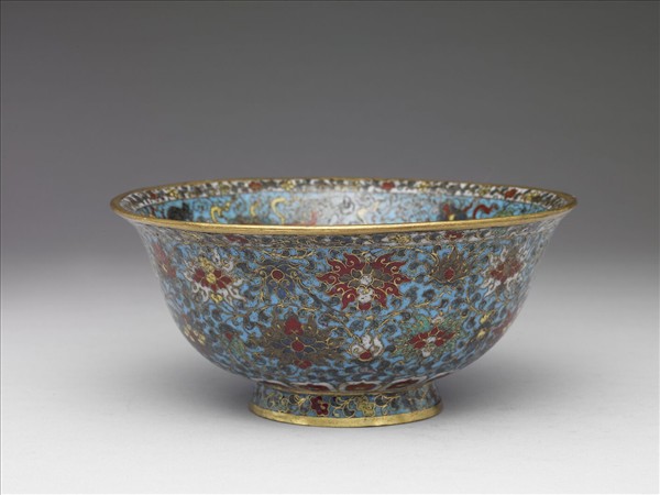 掐絲琺瑯獅戲圖碗