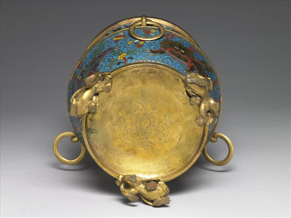 掐絲琺瑯獸面三環撇口瓶