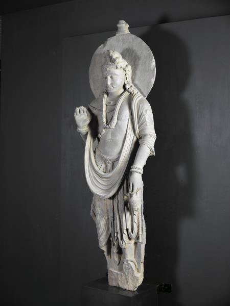 犍陀羅石雕彌勒菩薩立像