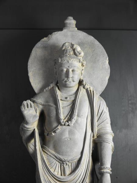 犍陀羅石雕彌勒菩薩立像