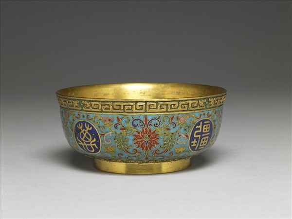 掐絲琺瑯萬壽無疆碗