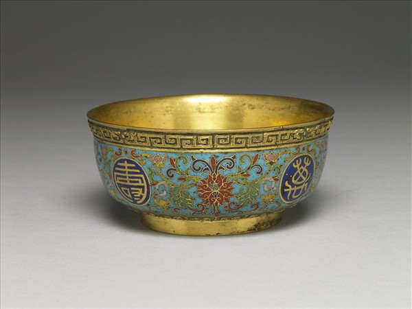 掐絲琺瑯萬壽無疆碗