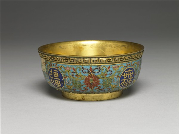 掐絲琺瑯萬壽無疆碗