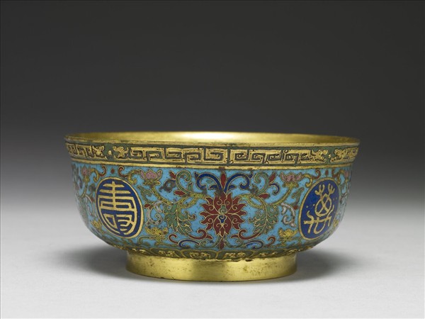 掐絲琺瑯萬壽無疆碗