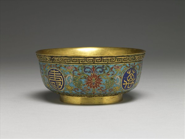 掐絲琺瑯萬壽無疆碗