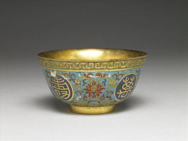 掐絲琺瑯萬壽無疆碗